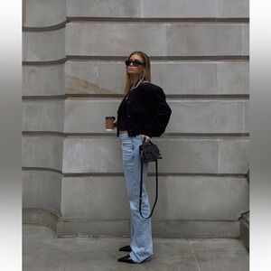 NWOT cropped black bomber jacket with pockets